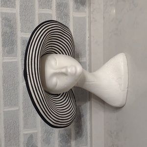 Scala Women's 100% Paper Black and White Striped Wide Brim Adjustable Visor